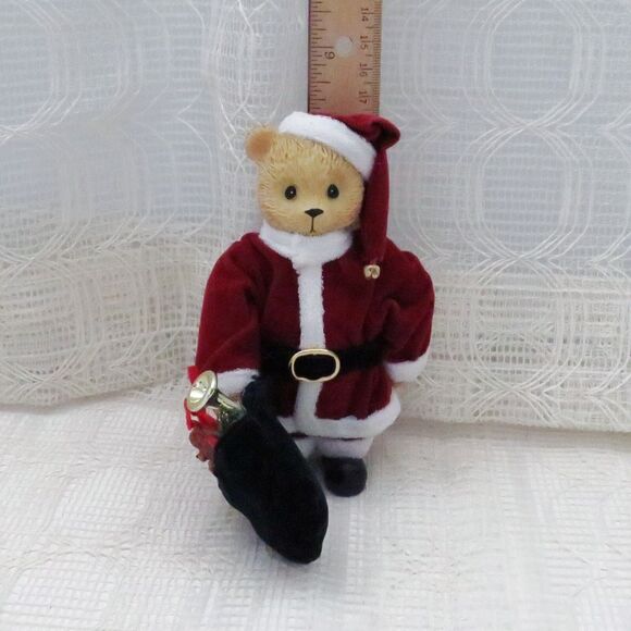 Vintage Bear Figure With Red Santa Jacket and Bag of Toys, Christmas Decoration - Picture 5 of 7